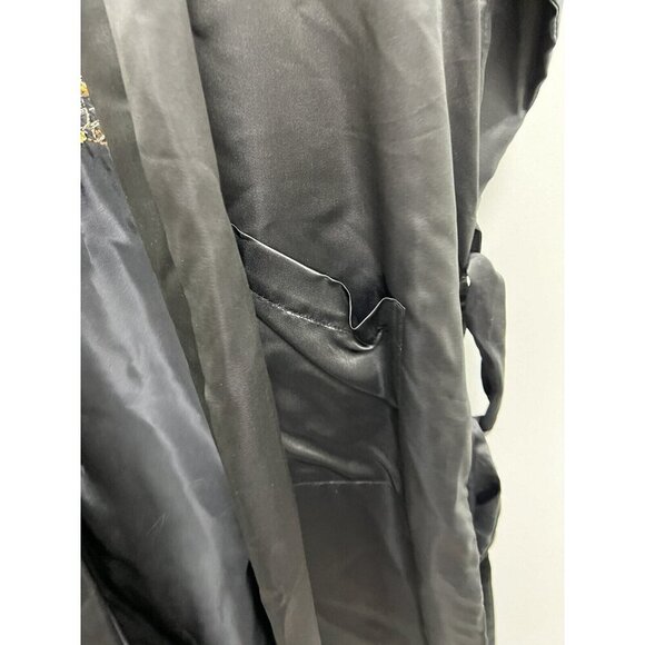 Vintage Asian Golden Silk Dragon Embroidered Chinese Robe Black Kimono One Size - Picture 5 of 10